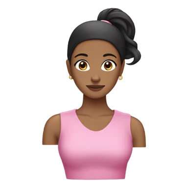 A brown girl with a black pony tail and pink everything  sticker