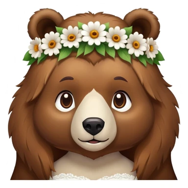 bear in wedding dress with flower crown sticker