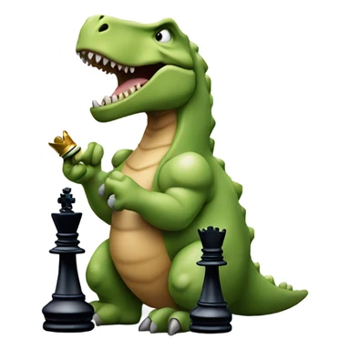 dinosaur holds a queen chess piece in its paw sticker