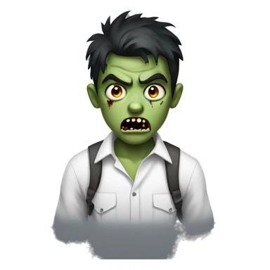 scared boy zombie with dark hair and white shirt sticker