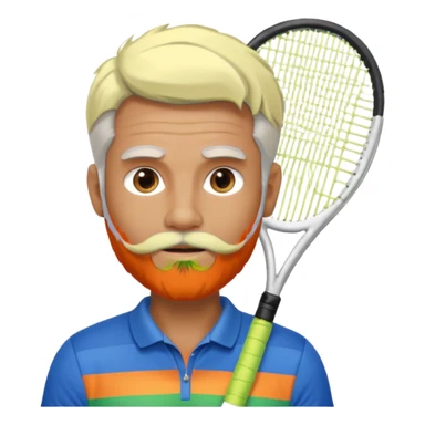 Male Tennis player with silver hair and beard dressed in Pride colors  sticker