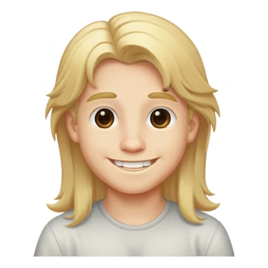 smiling boy with long blonde hair sticker