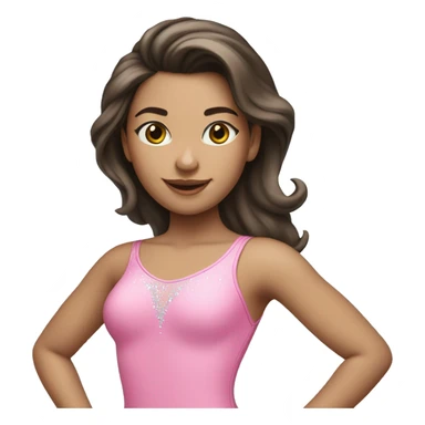 brunette ice skating pink bodysuit sticker