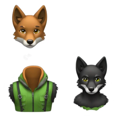wolf-Fox-green-blackears sticker