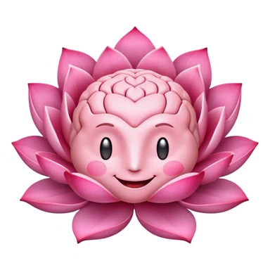 brain with happy face and lotus flower, representing mental harmony sticker