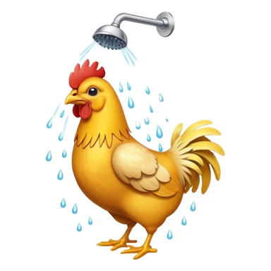 Cute cartoon chicken taking a shower sticker