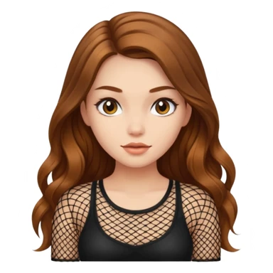 a pretty bratz fair girl with brown long hair styled well, looking like a baddie in a fishnet top sticker