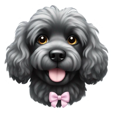 Black fluffy dog with bow sticker