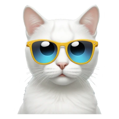 White cat with sunglasses  sticker