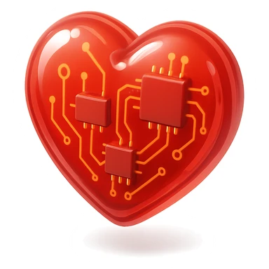 heart with a glassy effect, digital illustration style sticker