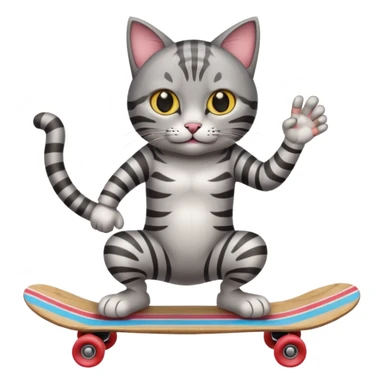 A cat flipping you off on a skateboard  sticker
