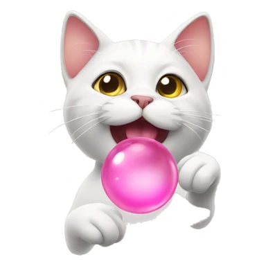 cat blowing pink bubbles  sticker