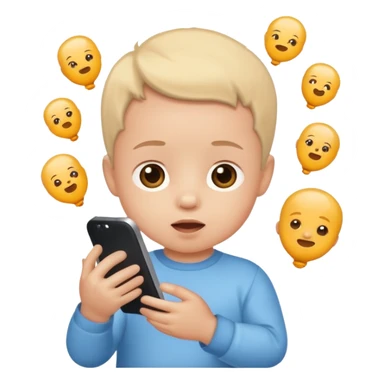 Baby playing with phone sticker