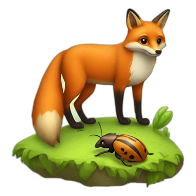 Fox and a beetle sticker