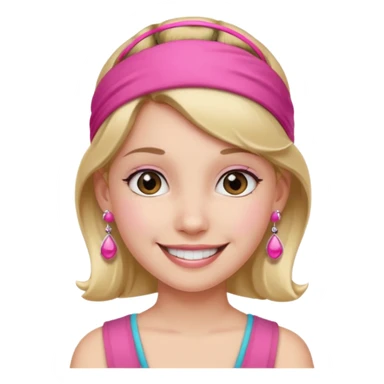 Fashion girl with pink headband and earrings, half body sticker