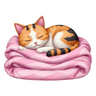 Calico Cat Sleeping Under A Pink Pastel Blanket  sticker