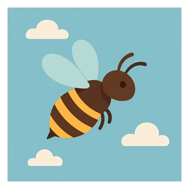 Flat design style bee in the sky sticker