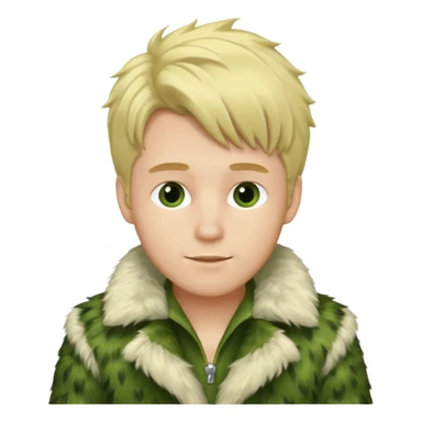  blonde male in green fur coat  sticker