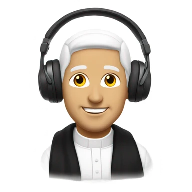 dj headphones on a white catholic priest sticker