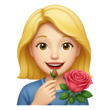 Simple emoji with a rose in his mouth sticker