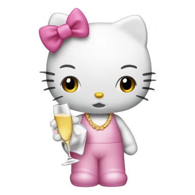 Hello kitty holding a glass of champagne  sticker