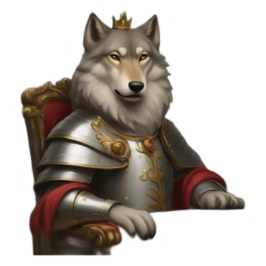 Wolf like a king at painting sticker