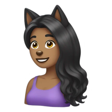 Husky con su dueña cabello negro  sticker