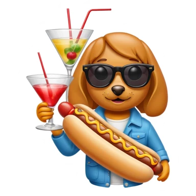 hotdog with sunglasses and cocktail sticker