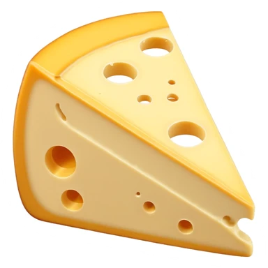 A wedge of yellow cheese with a single round hole and a thin cut slice leaning forward. sticker