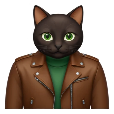 black cat with brown leather jacket sticker