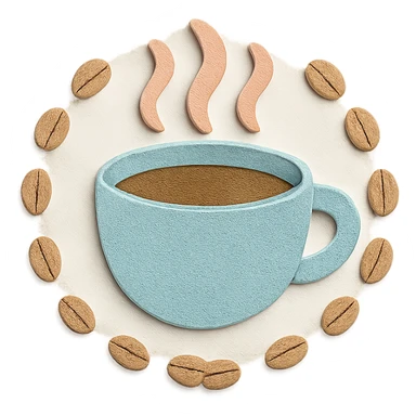 coffee bean trail border, soft pastel hand-drawn design sticker