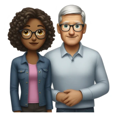 Tim cook with a girl with eyeglasses sticker