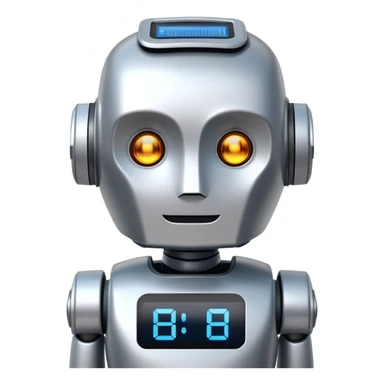 Friendly robot with digital display face sticker