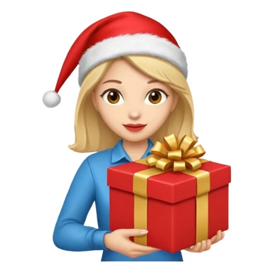 woman courier holding gift box sticker