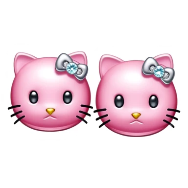 8k, 5000x5000px, Hello Kitty realistic, pink sparkling diamond earrings, isolated. No emoji icons, or faces, 1.5x1.5, clean lines, still life. sticker