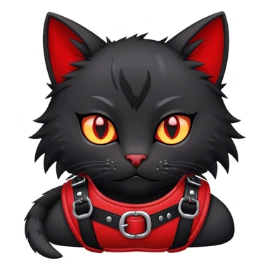 black cat edgy emo furry fursona with a red chest harness  sticker