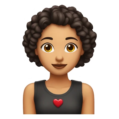 Chica de pelo rizado y marrón negra con corazones rotos en los ojos y una corona en la cabeza o sticker