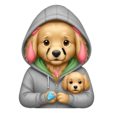 golden retriever wearing a grey hoodie sticker