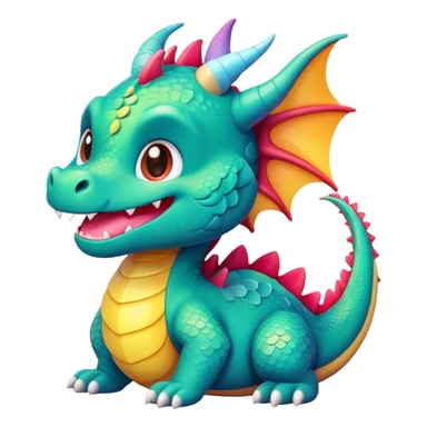 Kawaii dragon smiling sticker