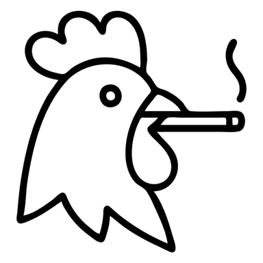 rooster smoking a cigarette, icon style sticker