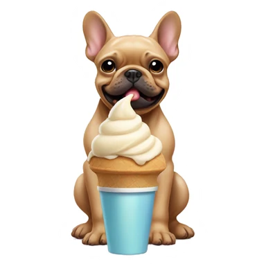 Tan Frenchie eating ice cream sticker