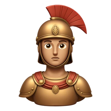 Botero Bronze Roman Soldier Landmark Emoji – Showcasing a stylized, rounded bronze Roman soldier sculpture. sticker