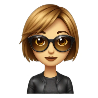 natalia con cola y flequillo largo de lado gafas transparentes eyecat sticker