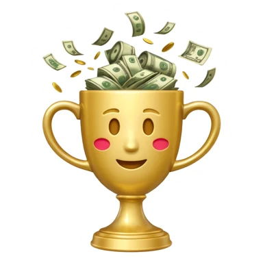 a winnig cup with money symbol emoji sticker
