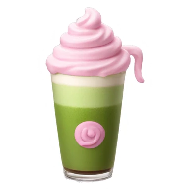 matcha latte with pink foam sticker