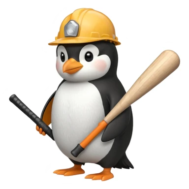 Penguin Construction Worker with baseball bat sticker
