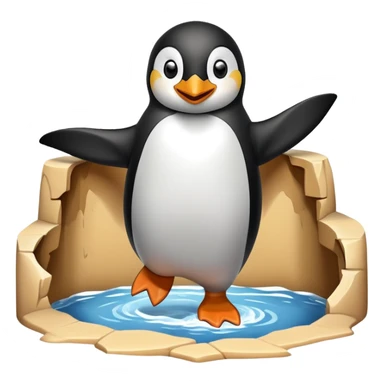 çukura atlayan ve ben kaçtım yazan bir penguen sticker