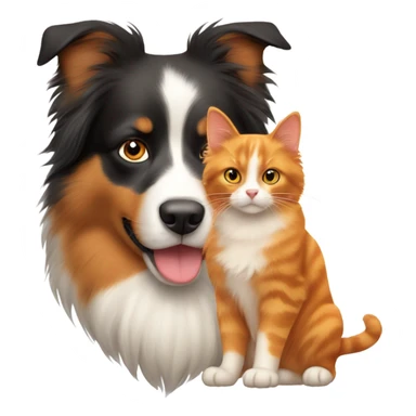 orange cat and australian shepherd  sticker