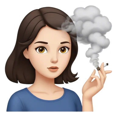 brunette woman with smoke blowing out of her head sticker