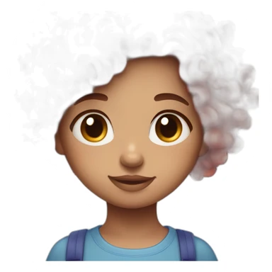 Cute girl with straight red and blue gradient curly hair sticker